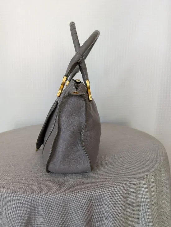 Chloé Marcie Medium Double Carry Satchel Cashmere Leather Bag Authentic - Picture 7 of 14